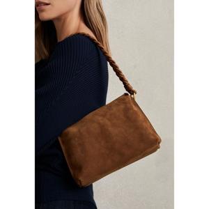 REISS Paige Suede Plaited-Strap Cross-Body Bag